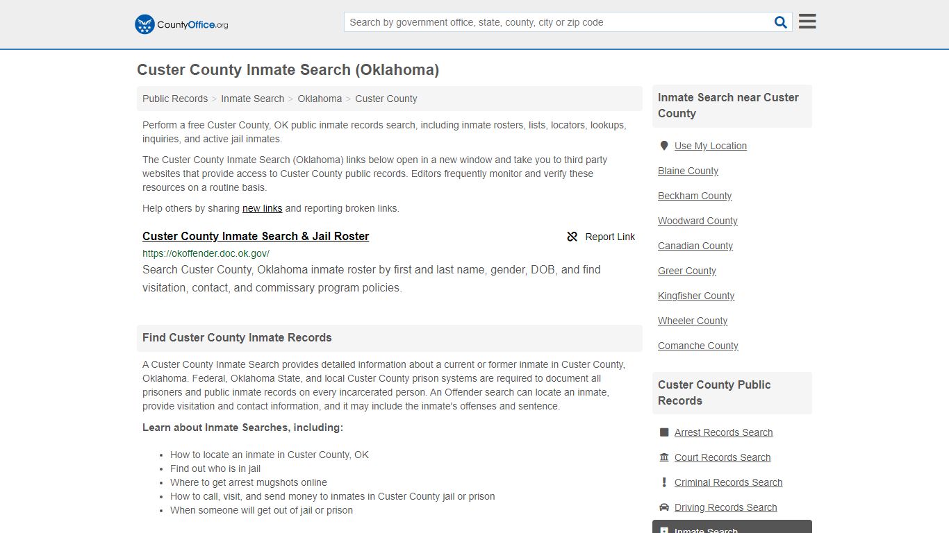 Inmate Search - Custer County, OK (Inmate Rosters & Locators)