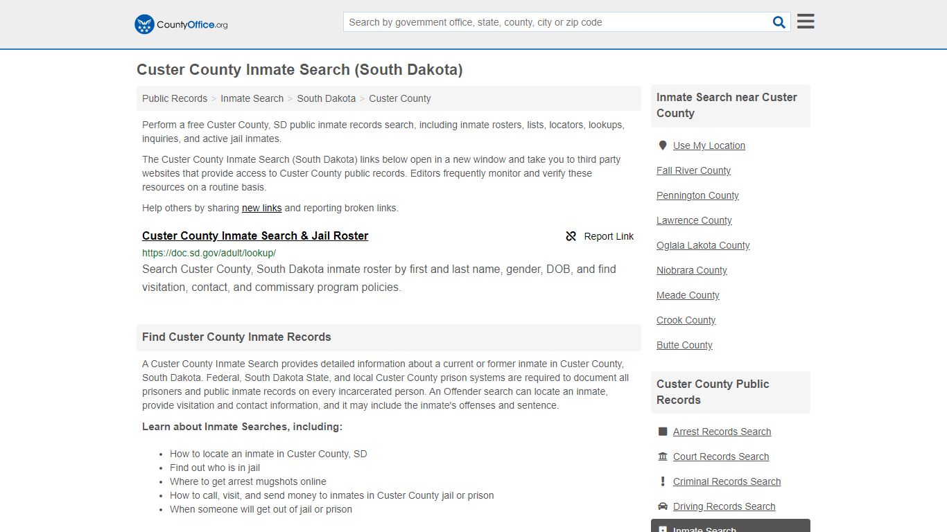 Inmate Search - Custer County, SD (Inmate Rosters & Locators)